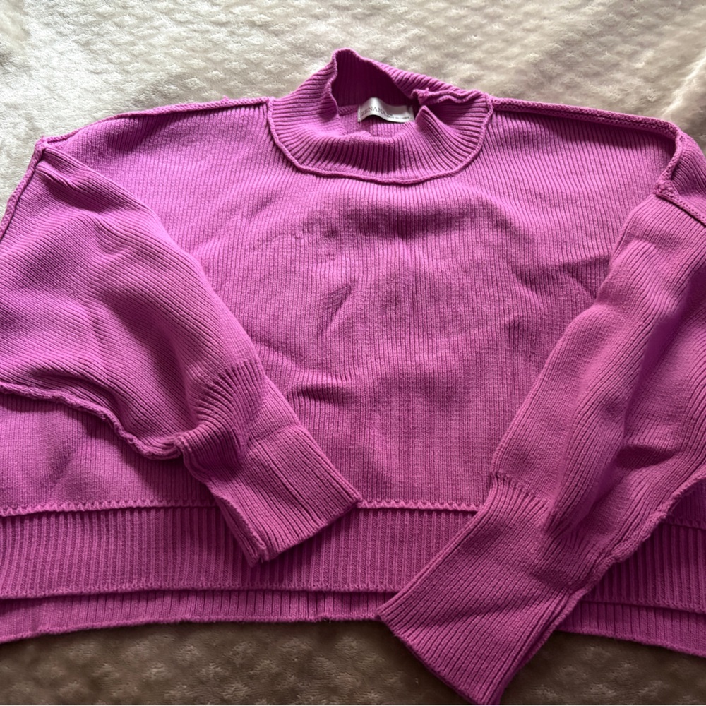 Zenana Outfitters Magenta Turtleneck Sweater
